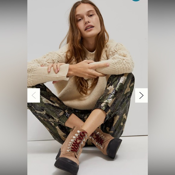 NWT Anthropologie Camo Sequin Jogger Trouser Pants L - Picture 16 of 16